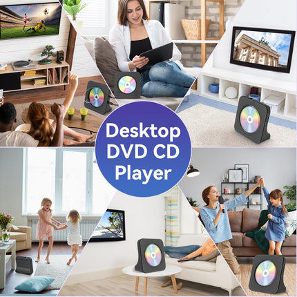Qoosea DVD-mängija telerile, lauaarvuti DVD/CD-mängija koju, Bluetooth-kõlaritega, ekraaniga, äratuskellaga, FM-raadio ja CD-mängijaga, USB-kaardi taasesitusega, kaasas kaugjuhtimispult, HDMI- ja AV-kaabel