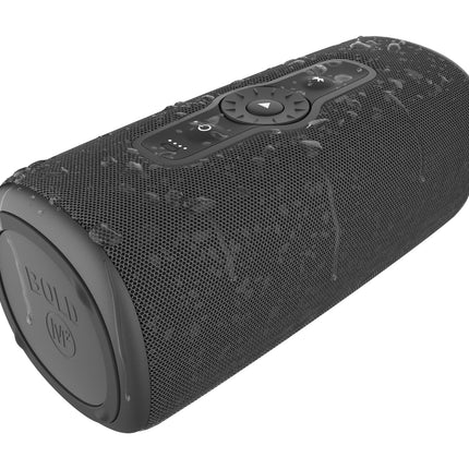 FRESH 'N REBEL Bold M2, Bluetooth speaker with 24-hour playtime, waterproof (IP67) portable Bluetooth music box, party mode, volume control ring, deep bass, powerful volume (black)