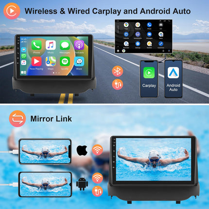 Hodozzy 2G+64G Android autoraadio Ford Ecosportile 2013-2017 juhtmevaba Carplay Android Auto, 9-tolline puutetundlik ekraan GPS-navigatsiooniga WiFi Bluetooth Mirrorlink HiFi FM RDS Canbus tahavaatekaamera