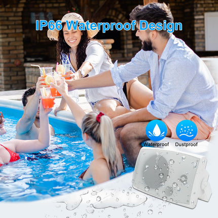 Herdio 6.5-inch Outdoor Speakers Waterproof Passive 2-Way 400W Wall Speakers with Powerful Bass for Patio Home Indoor Poolside Deck Backyard (Pair, White)