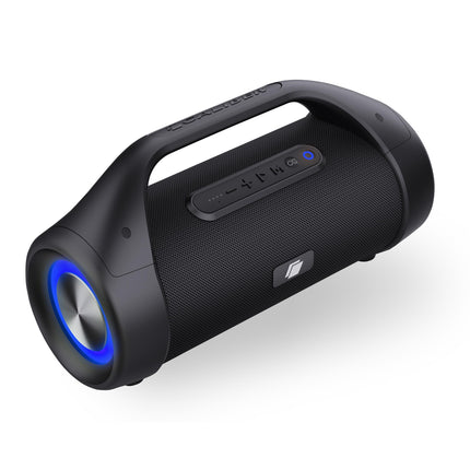 Caliber Bluetooth Speaker - Wireless Bluetooth Music Box - AUX and USB - With LED Lighting - 12h Battery - Black