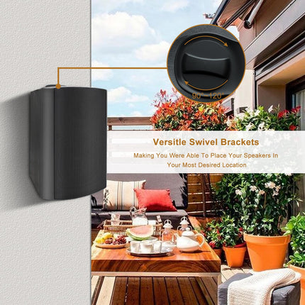 Herdio 4-tollised Bluetooth-kõlarid õue, 400-vatised veekindlad õuekõlarid aeda, terrassile, restorani (2 paari/must)
