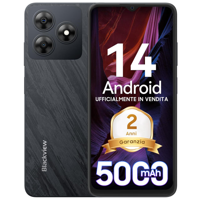 Blackview 2025 mobiiltelefon ilma lepinguta, 6GB+64GB/2TB SD, 5000mAh aku, 13MP+8MP kaamera, kaheksatuumaline 6,56" HD+ ekraan, 4G kahe SIM-kaardiga nutitelefon ilma lepinguta, soodne SIM-kaardi lukustuseta, GPS