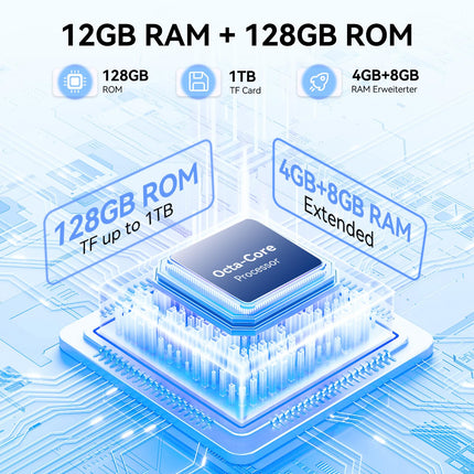 CUBOT A10 mobiiltelefon ilma lepinguta, 12 GB + 128 GB / 1 TB laiendatav, Android 14 nutitelefon, 6,56-tolline ekraan, 5100 mAh aku, 48 MP põhikaamera, kaheksatuumaline protsessor, kahekordne 4G SIM-kaart, OTG, Face ID, GPS, sinine