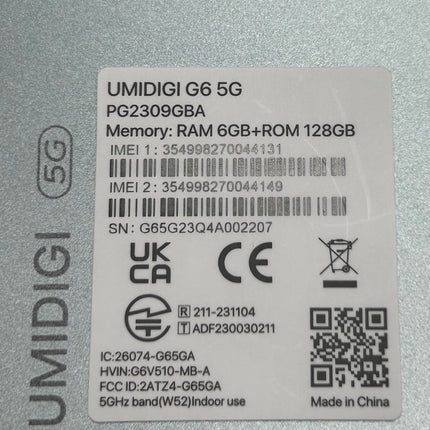 UMIDIGI 5G mobiiltelefonid NFC-ga, 6GB+128GB/TF 1TB, G6 nutitelefon ilma lepinguta, 6,57" 90Hz HD+, 50MP kaamera 5000mAh, Dimensity 6100+ 5G SIM-kaardivabad telefonid, Android 13, sõrmejäljega lukustamata/näotuvastusega/GPS (sinine)