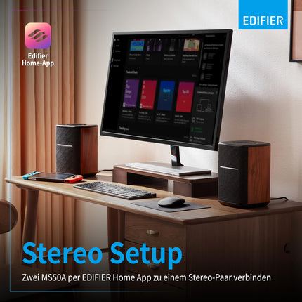EDIFIER MS50A - Mitmetoaline WiFi nutikõlar Bluetoothi ​​ja juhtmevaba stereo funktsiooniga. Ühildub Amazon Alexa, Apple AirPlay 2, Spotify ja muuga. Pruun