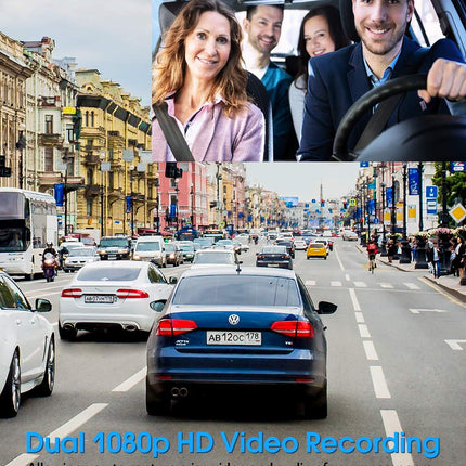 abask J05 autoregistraator 1080P esikaamera seestpoolt 32GB SD-kaardiga, 310° lainurkvaade, parkimiskaamera, liikumistuvastus, infrapuna öine nägemine, G-andur, tsükkelsalvestus, HDR, aku