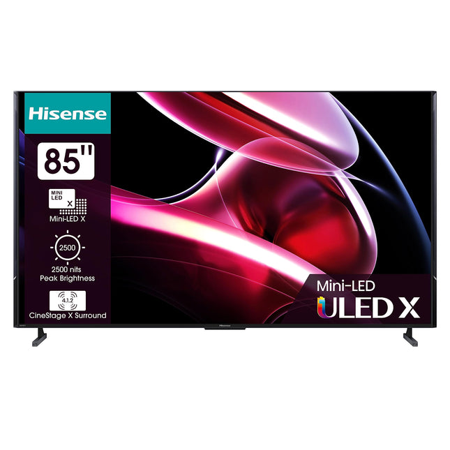 Hisense 85UXKQ 217 cm (85-tolline) televiisor, 4K Mini LED ULED, nutiteler, HDR10+, Dolby Vision IQ, kolmekordne tuuner, 144 Hz (VRR), Airplay, sisseehitatud Alexa, Dolby Atmos, antratsiithall (2023)