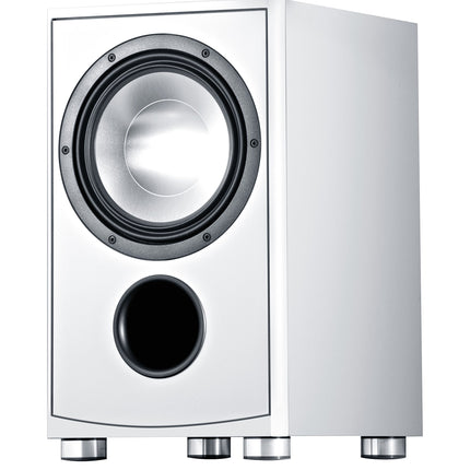 Canton AS 85.3 SC võimas aktiivsubwoofer (200/280W) valge &amp; Amazon Basics PBH-19088 subwooferkaabel, 2,4 m