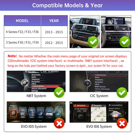 Road Top autoraadio 10,25-tolline autoraadio juhtmevaba Carplayga BMW 3. seeria F30/F31/F34 jaoks koos NBT-süsteemiga 2012-2015 aastatele, autostereo multimeedia-raadiovastuvõtja, toetab juhtmevaba Android Autot, Mirrorlinki
