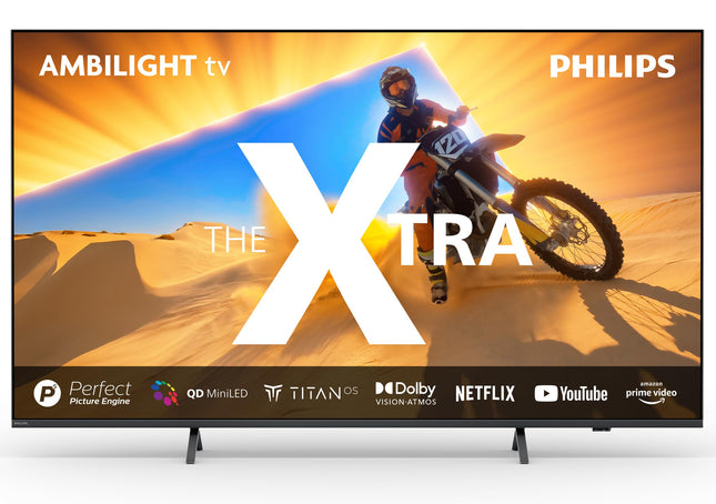 Philips Ambilight The Xtra 75PML9009 4K Quantum Dot MiniLED nutiteler - 75-tolline ekraan P5 Perfect Picture Engine Ultra HD, Titan OS, Dolby Vision ja Dolby Atmos Soundiga - antratsiithall