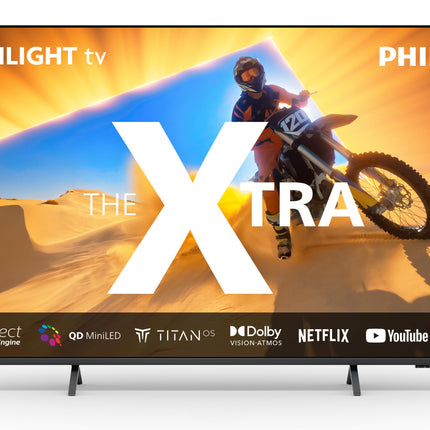 Philips Ambilight The Xtra 55PML9009 4K Quantum Dot MiniLED nutiteler - 55-tolline ekraan P5 Perfect Picture Engine Ultra HD, Titan OS, Dolby Vision ja Dolby Atmos Soundiga - antratsiithall