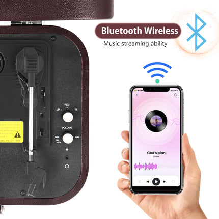Plaadimängija kõlarite ja Bluetooth 5.4-ga | 33/45/78 p/min vinüülplaadimängija | USB digiteerija, RCA/AUX, kandekott (retrodisain) (punane)