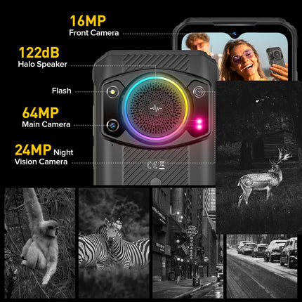 Ulefone Armor 21 õuenutitelefon 16+256GB/SD-2TB, 9600mAh õuemobiiltelefon kaheksatuumaline Helio G99, 122dB kõlar 6.58 FHD+ 120Hz, 64MP+24MP kaamera Android 13 IP68 NFC/OTG/GPS 4G kahe SIM-kaardiga must