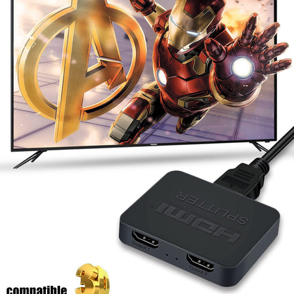 HDMI jaotur 1 sisend 2 väljundit samaaegselt 4K 60Hz, avedio links HDMI jaotur 1 sisend 2 väljundit kahe monitori jaoks【Ainult peegel, mitte pikendatav】Toetab HDMI2.0b, HDCP2.2, automaatset skaleerimist, Full HD 1080P 3D