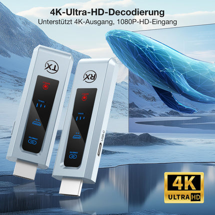 Wireless HDMI Transmitter and Receiver, 98 FT/30M Stable Connection, 2.4G/5G Portable HDMI Wireless with LED Screen, Plug &amp; Play for Streaming Video Audio File from Laptop, PC to HDTV, Projector.