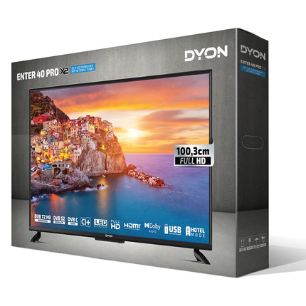 DYON Enter 40 PRO X2 – 100,3 cm (40-tolline) teler (Full HD, kolmekordne tuuner (DVB-C/-S2/-T2), hotellirežiim, USB-meediapleier)