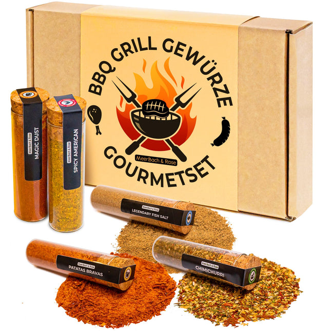 Kvaliteetne BBQ-vürtside komplekt, 5 BBQ-gurmeevürtsi koos retseptiideedega kvaliteetses kinkekomplektis meestele ja naistele, grillihuvilistele, isadepäevakingitus, sünnipäevakingitus