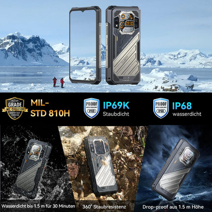 CUBOT Kingkong X 5G mobiiltelefon ilma lepinguta, Android 14 vastupidav nutitelefon, 32GB+256GB/2TB, IP68 ja IP69K, 10200mAh aku, 6,58-tolline FHD+ 120Hz, toetab NFC-d, OTG-d, sõrmejäljelugejat ja 33W kiirlaadimist