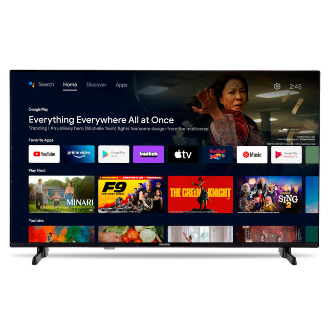 MEDION 108 cm (43 tolli) Full HD-teler (Android TV, nutiteler, HDR, Netflix, Prime Video, PVR, Bluetooth, MD 843100)