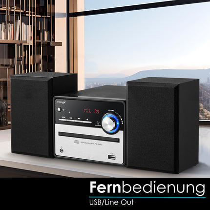 Retro HiFi music system | Stereo system | Compact system | USB | Line out | CD/MP3 | FM radio | 30 memory locations | LED display | Mini HiFi system | Stereo system with speakers |