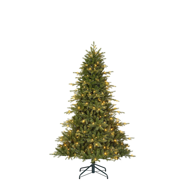 Mustast kastist Boyle kunstkuusk LED-valgustusega – K 185 x Ø 127 cm – Roheline