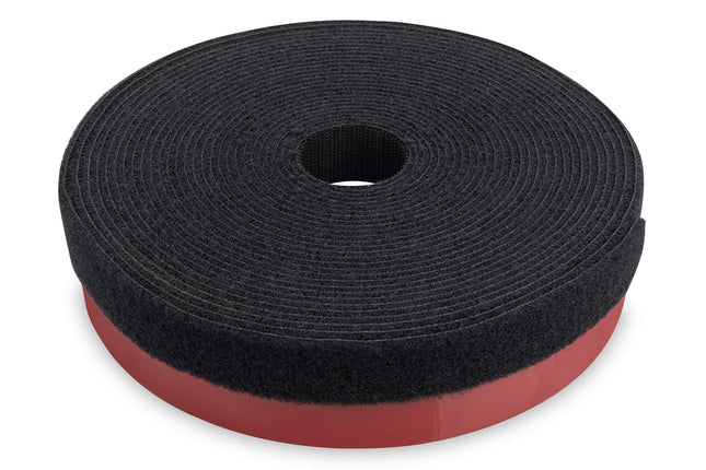 DIGITUS Mushroom Head Hook and Loop Cable Management System - 5m Roll Self-Adhesive (4 kg/cm²) - 10m Loop Hook and Loop Tape