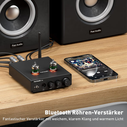 Fosi Audio T20X 200W võimendi Bluetooth 5.0 lampvõimendi kõrvaklappide võimendi stereoheli vastuvõtja 2 kanaliga D-klassi digitaalne mini-Hi-Fi integreeritud võimsusvõimendi kodustele passiivkõlaritele