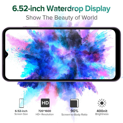 Ulefone Note 14 Pro Smartphone Unlocked, Android 12 Mobile Phone 8GB/64GB+128GB(SD) 4500mAh with 13MP+5MP Camera 6.52 inch HD+ 5Ghz WiFi 3 Slots/Face ID/GPS/FM/Large Font 4G Dual SIM Purple