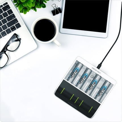 ANSMANN NiMH akulaadija 4x AAA AA CD ja 1x 9V jaoks, intelligentne laadimine, USB sisend, kiirlaadimine, tühjendusfunktsioon, LED-ekraan