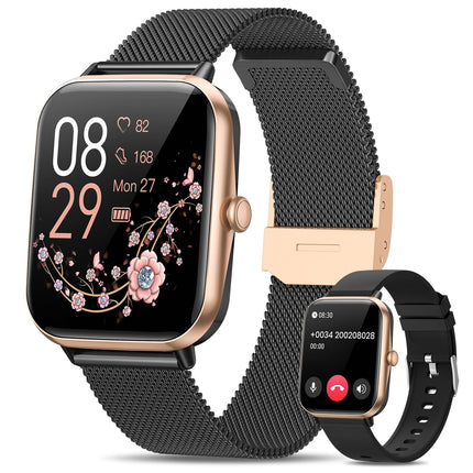 RUXINGX 2024 Smartwatch Women, 1.83" HD Wrist Watch with Phone Function Menstrual Cycle Heart Rate Sleep Monitor SpO2 IP68 Sports Watch Fitness Tracker Pedometer for iOS Android Rose Gold Black