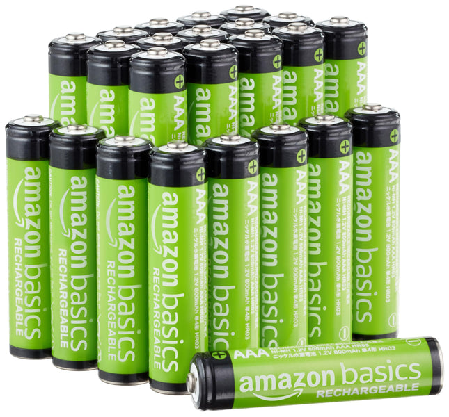 Amazon Basics AAA NiMH laetavad akud, 800 mAh, laeb kuni 1000 korda, eelnevalt laetud, 24 tk