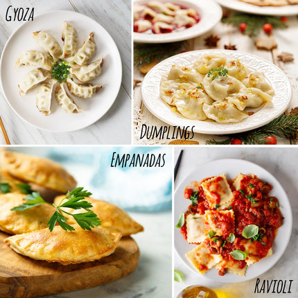 Plantvibes raviolivormid 3-osalise komplektiga, 3 kaunist puidust käepidemetega raviolivormijat, raviolitempel ja raviolilõikur