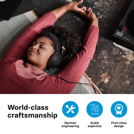 Sennheiser HD 505 SE juhtmega kõrvaklapid läbipaistva heli ja kontrollitud bassiga, optimeeritud mugavus, muusika, töö ja mängude jaoks – komplektis 1,80 m juhe – Copper Edition