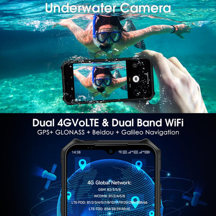 Ulefone Armor X13 õues kasutatav nutitelefon 50MP+24MP öönägemisega 12GB + 64GB/256GB SD, kaheksatuumaline 6320mAh 6.52'' Android 14 IP68 mobiiltelefon ilma lepinguta 4G kahe SIM-kaardiga sõrmejäljelugeja NFC GPS - 2-aastane garantii oranž