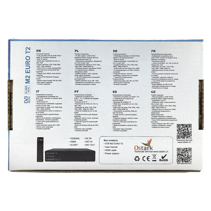 Ostark Euro T2 maapealne vastuvõtja TDT TDT2 FTA DVB-T2 DVB-C, H265 HEVC Full HD PVR, kahekordne USB, kahekordne LNB kahe teleri jaoks, SCART, koaksiaalne HDMI