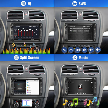 [2+64G] CAMECHO Android 13 autoraadio VW Golf 5, Golf 6, Skoda Polo, Passat Tiguan Touranile koos Carplay/Android Auto/Mirrorlinkiga, 8-tolline mahtuvuslik puuteekraan WiFi, GPS, FM, Bluetooth