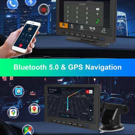 Podofo juhtmevaba Carplay autostereo Android Auto, 7-tolline HD puuteekraan, kaasaskantav Carplay ekraan Bluetoothiga, Mirror Link, SWC, USB/TF-port, iminapaga alus/sigaretisüütaja sõidukitele