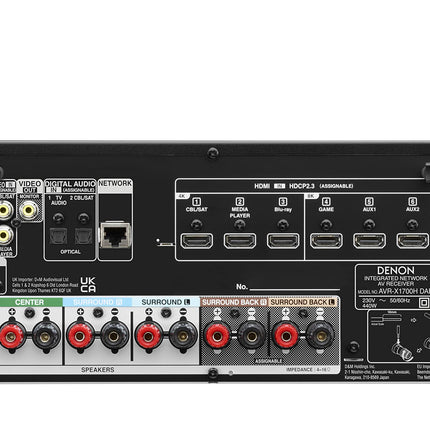 Denon AVR-X1700HDAB 7.2-kanaliga AV-ressiiver, HiFi võimendi Dolby Atmose, DTS:X, 6 HDMI sisendi ja 1 väljundiga, 8K HDMI, Bluetooth, Wi-Fi, AirPlay 2, HEOS Multiroom, Alexa ühilduv