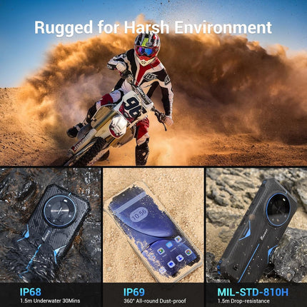 FOSSiBOT F105 Android 14 Mobile Phone, 10300mAh Battery Outdoor Mobile Phone Without Contract, 12(4+8) GB + 64GB/128GB, 6,745 Inch Display Outdoor Mobile Phone Without Contract, 20MP + 8MP, 4G Dual SIM GPS/OTG/IP68