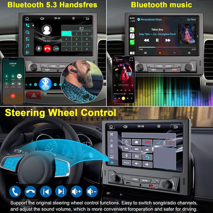 8" juhtmevaba ühe DIN-pesaga autoraadio Carplay ja Android Auto puutetundliku ekraaniga, autoaudio vastuvõtja, Bluetooth 5.3, tahavaatekaamera, FM/AM, SWC, MirrorLink, laadimisfunktsioon
