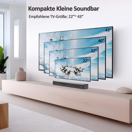Heymell väike 60 cm 2.1-kanaliline Bluetooth-arvuti kõlar-soundbar teleriseadmetele, 120 W ruumilise heli, dialoogi võimendusega soundbar, arvuti, HDMI ARC optiline Aux, seinakinnitus.