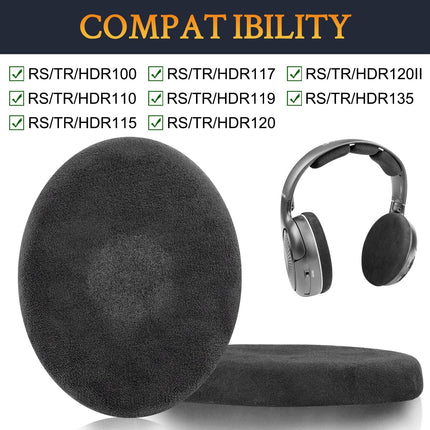 SOULWIT veluursed vahetuskõrvapadjad Sennheiser RS120/HDR120/TR120/RS100/RS110/RS115/RS117/RS119/RS135 kõrvaklappidele, vahetuskõrvapadjad TR 120/HDR 120/RS 120/RS 120II/RS 110/RS 135/TR135 kõrvaklappidele