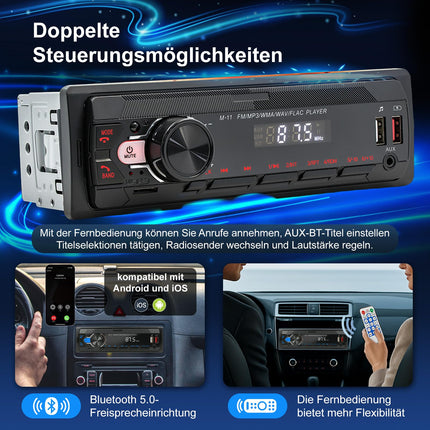 Autoraadio Bluetooth 5.0, FM/AM/7 värvitooniga autoraadio Bluetooth käed-vabad süsteemiga, 1 DIN autoraadio 2 USB/AUX/SD/MP3 mängija puldiga, iOS/Android tugi