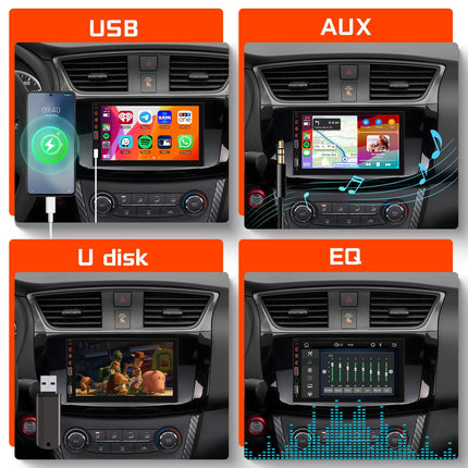 Hodozzy Car Radio 2 Din with Wireless Carplay Android Auto, 7 Inch IPS Touchscreen Double Din Car Radio with Bluetooth, Mirror Link, EQ, SWC, FM Radio, USX, Digital Media Receiver with Rear View Camera