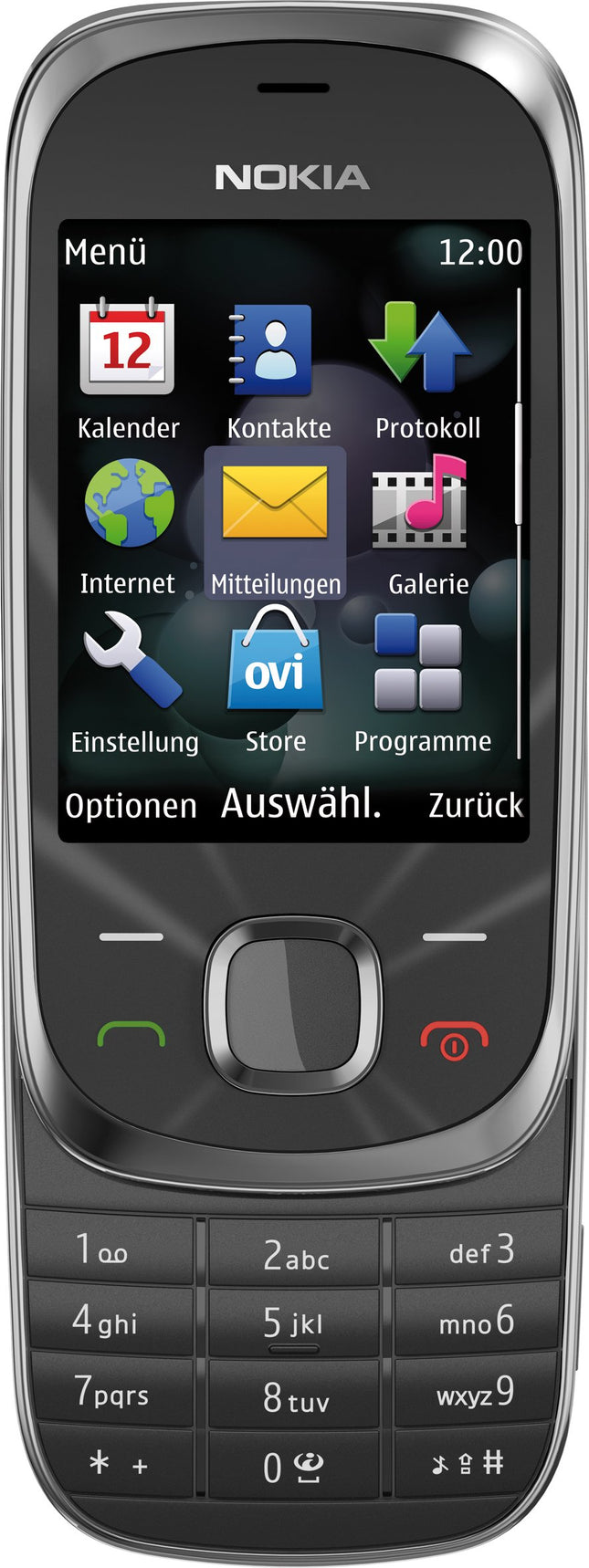 Nokia 7230 mobiiltelefon (3,2 MP, muusikapleier, Bluetooth, lennurežiim, 2 GB mälukaart, liugur) grafiithall