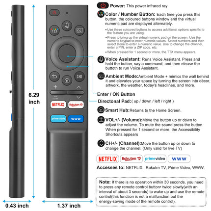 Voice Replacement for Samsung Smart TV Remote Control, Latest Upgraded Samsung Remote Control with Voice Function with Shortcut Keys