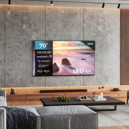 Cecotec 70-tolline nuti-LED-teler A2 seeria ALU20070. 4K UHD, Android 11, raamita, MEMC, Dolby Vision ja Dolby Atmos, HDR10, 2 10W kõlarit, 2023. aasta mudel