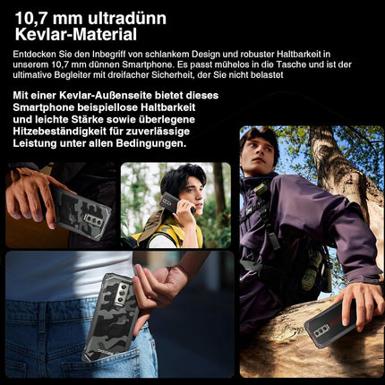 DOOGEE Blade 10 õuenutitelefon Android 14, 9GB+128GB/2TB TF-kaart õuenutitelefon, 10.7mm üliõhuke ehitusplatsi telefon, 6.56-tolline HD+ 90 Hz õuenutitelefon ilma lepinguta, 5150mAh, 16MP+8MP kaamera, GPS/FaceID