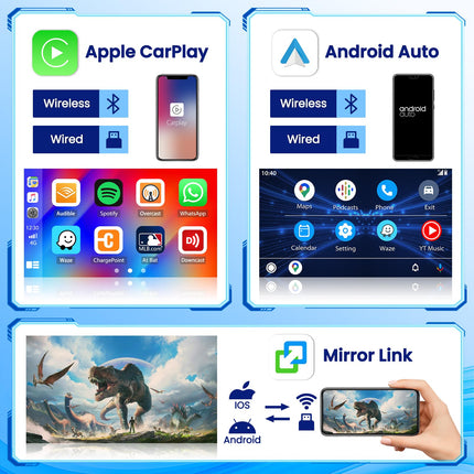 Hikity [4+64GB] Android 13 autoraadio CarPlay Android Auto juhtmevaba ekraan 9" autoraadio, Bluetooth, peegliühendus, tahavaatekaamera Nav GPS EQ DSP WiFi FM RDS SWC USB